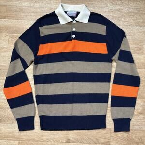 Vintage 70s Put On Shop Stripe Knit Teen Large Shirt Sears Roebuck & Co